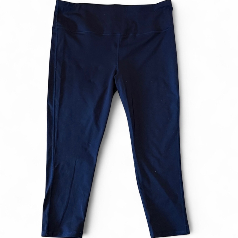 Oalka Womens's Plus Size XXL Navy‎ Blue Athletic Capris Leggings Plus Size XXL